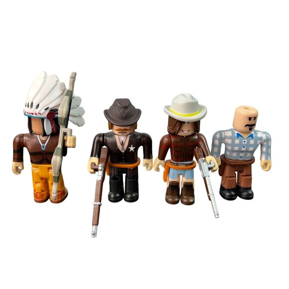 Roblox Wild West Sheriff Cowboy Indian Farmer Toy Figures Set Of 4 Cake Toppers - Picture 1 of 12